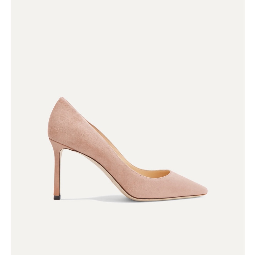 NIB Jimmy Choo Ballet Pink neutral Romy 85 Suede heels 39